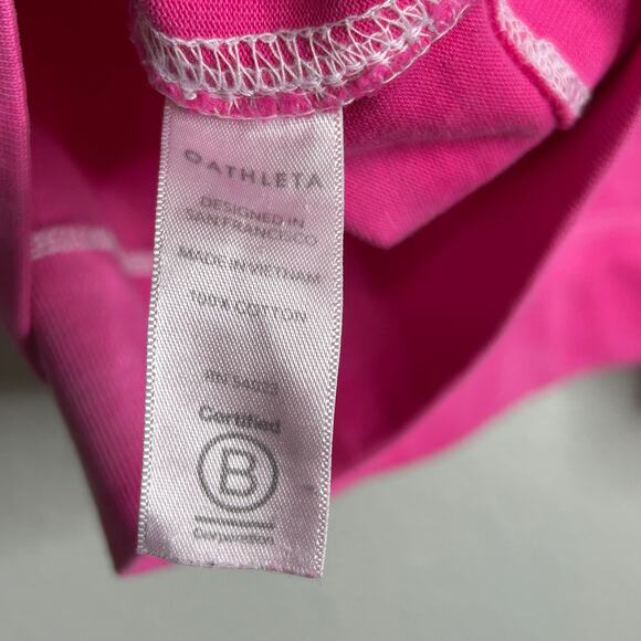 Athleta Top Womens Large Pink Tee Tie Dye Cotton Oversized Boxy Fit Chest Pocket - Picture 7 of 8